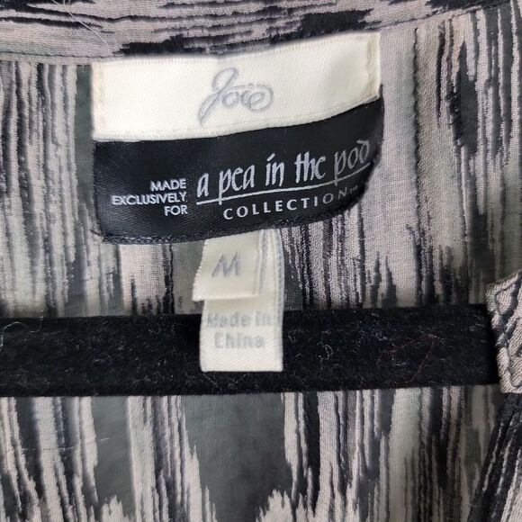 Joie Sheer Cover up Blouse Womens Medium Silk Flowy Black White Button Up Boho - Picture 3 of 14